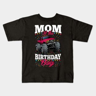 Womens Monster Truck Mom Of The Birthday Boy Kids T-Shirt